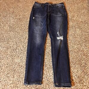 NY&C High-Rise Skinny Jeans Size 14 Dark Wash Distressed Denim Casual